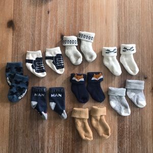 Assorted boy socks, newborn, qty 8